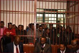 Detained protesters during proceedings at the Kahawa Law Courts.